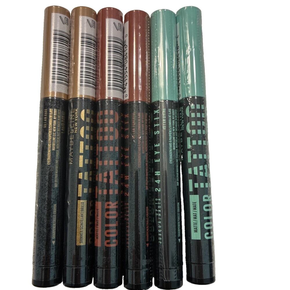 Maybelline Color Tattoo 24H Eye Stix Bundle of 6 Assorted Shades 90 35 45 Set